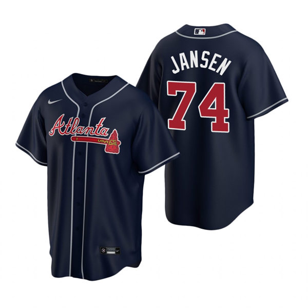Mens Atlanta Braves #74 Kenley Jansen Navy Alternate Stitched CoolBase Jersey