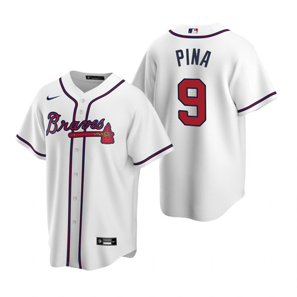 Mens Atlanta Braves #9 Manny Pina Home White Stitched CoolBase Jersey