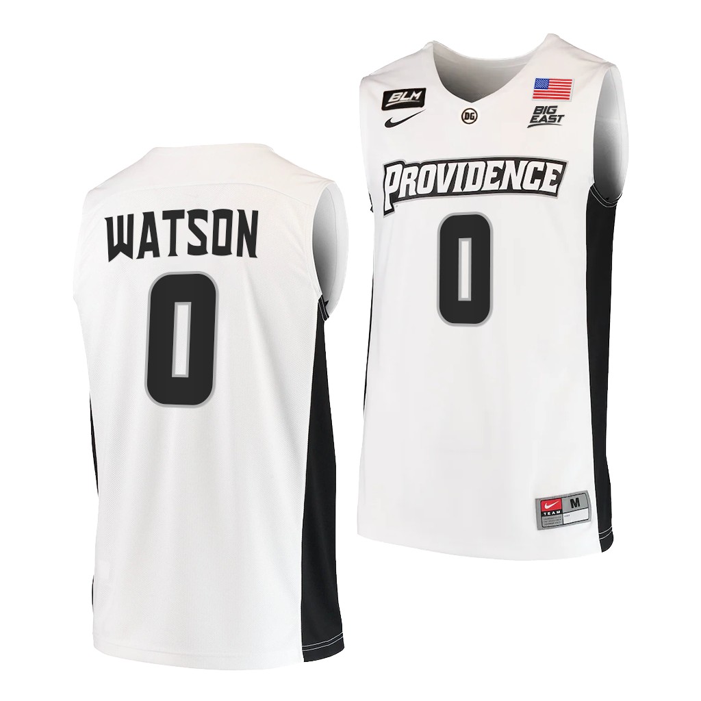 Mens Youth Providence Friars #0 Nate Watson White 2021-22 College Basketball Game Jersey