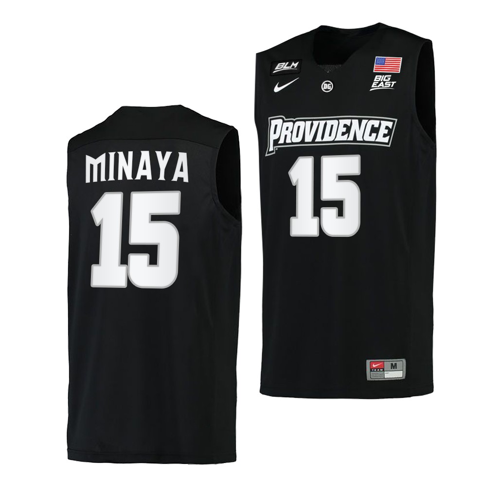 Mens Youth Providence Friars #15 Justin Minaya Black 2021-22 College Basketball Game Jersey