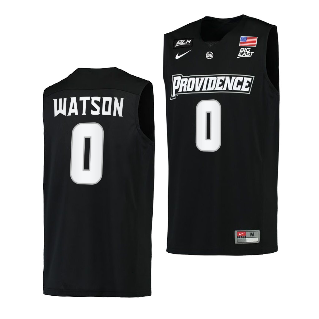 Mens Youth Providence Friars #0 Nate Watson Black 2021-22 College Basketball Game Jersey