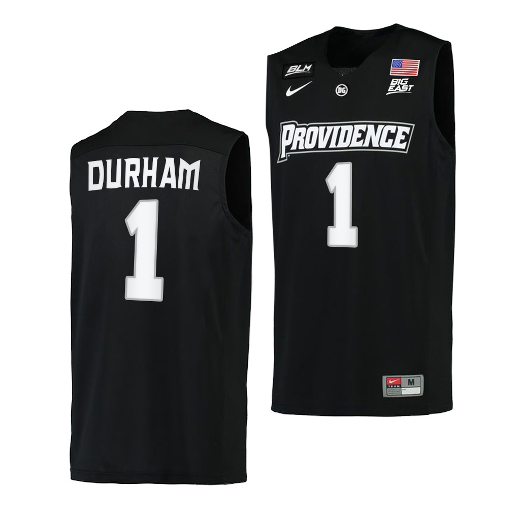 Mens Youth Providence Friars #1 Al Durham Black 2021-22 College Basketball Game Jersey