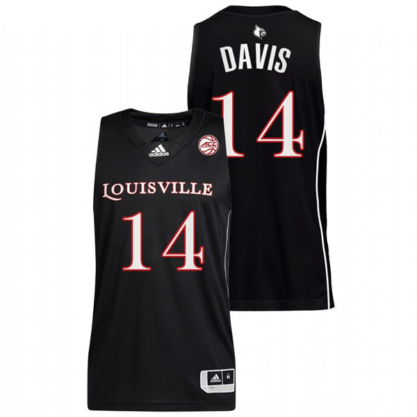 Mens Youth Louisville Cardinals #14 Dre Davis 2022 Black College Basketball Jersey
