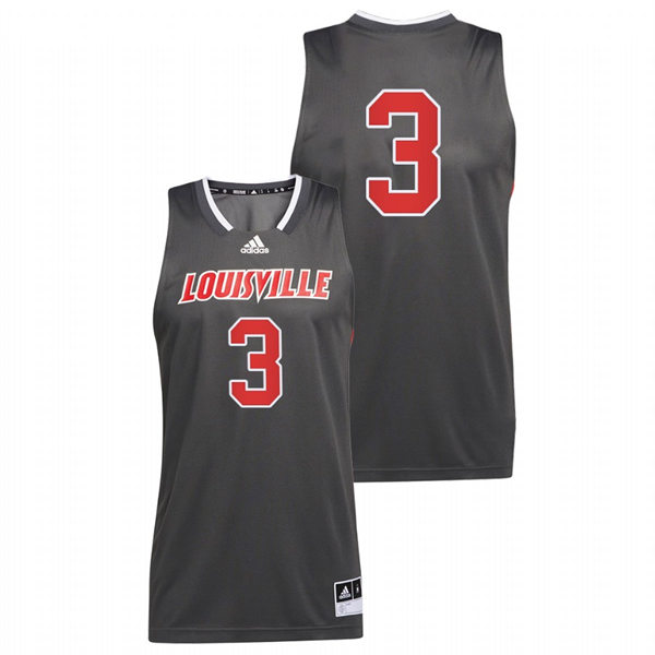 Mens Youth Louisville Cardinals #3 El Ellis Grey College Basketball Reverse Retro Jersey
