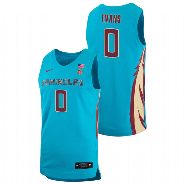 Mens Youth Florida State Seminoles #0 RayQuan Evans Light Blue College Basketball Jersey