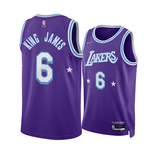 Mens Los Angeles Lakers #6 LeBron James Nickname King James Lakers ...