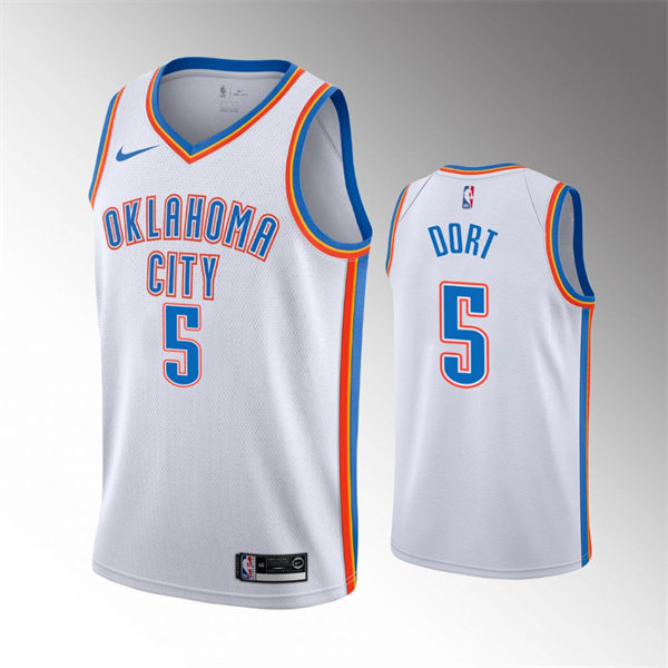 Mens Oklahoma City Thunder #5 Luguentz Dort White Association Edition Jersey