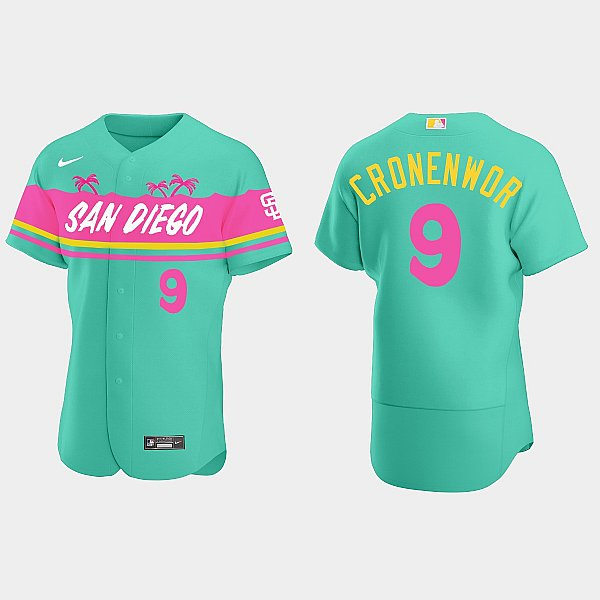 Mens San Diego Padres #9 Jake Cronenworth Teal City Connect Replic Jersey