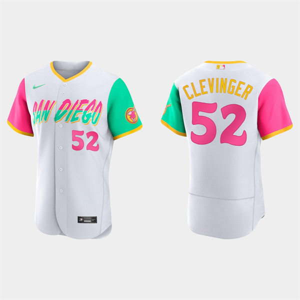 Mens San Diego Padres #52 Mike Clevinger White Stitched 2022 City Connect Jersey