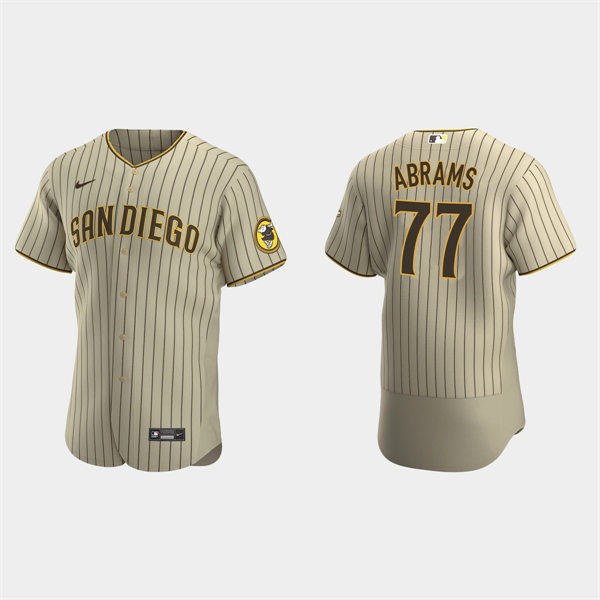 Mens San Diego Padres #77 C.J. Abrams Tan Brown Alternate FlexBase Player Jersey