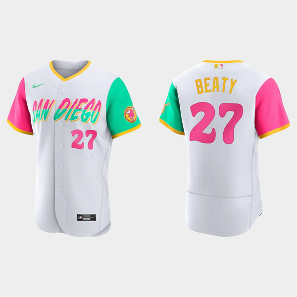 Mens San Diego Padres #27 Matt Beaty White Stitched 2022 City Connect Jersey