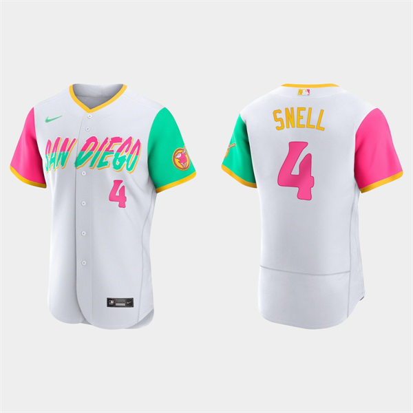 Mens San Diego Padres #4 Blake Snell White Stitched 2022 City Connect Jersey