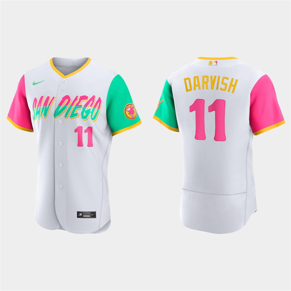 Mens San Diego Padres #11 Yu Darvish White Stitched 2022 City Connect Jersey