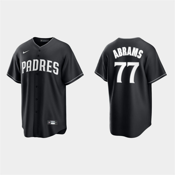 Mens San Diego Padres #77 C.J. Abrams Nike Black White Collection Jersey