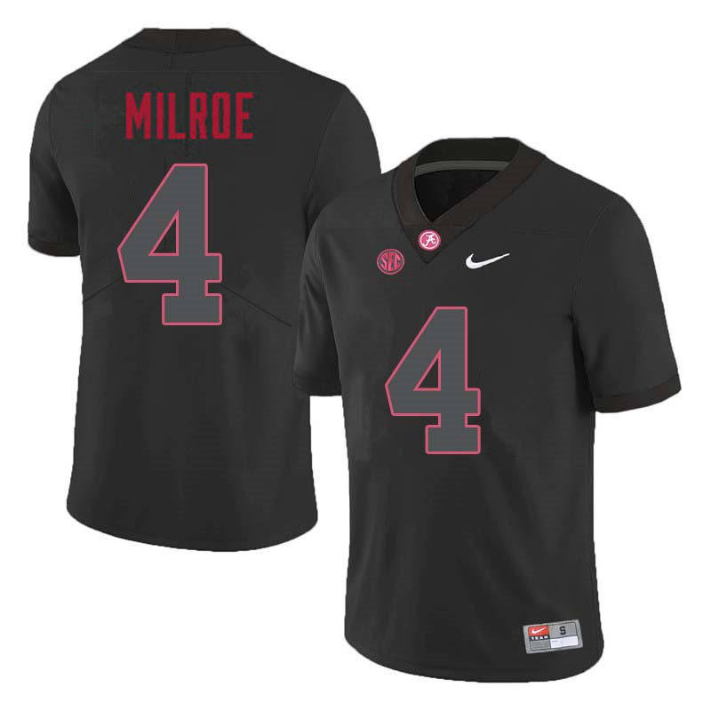 Men's Youth Alabama Crimson Tide #4 Jalen Milroe Blackout College Football Jersey