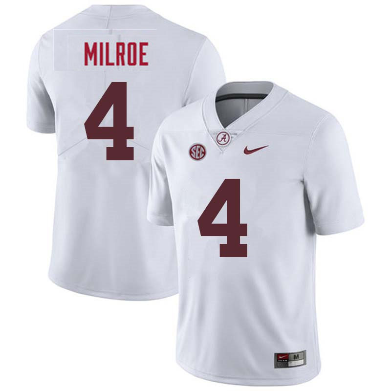 Men's Youth Alabama Crimson Tide #4 Jalen Milroe White College Football Game Jersey