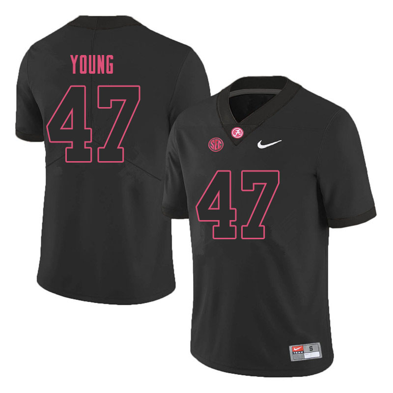 Men's Youth Alabama Crimson Tide #47 Byron Young Black Blackout College Football Jersey