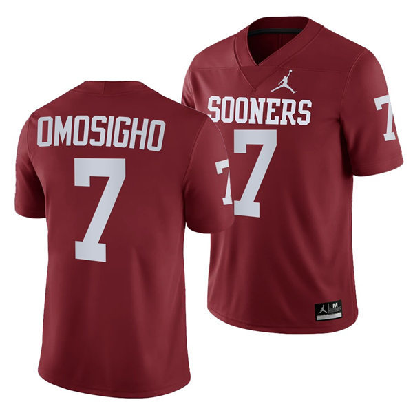 Men Oklahoma Sooners #7 Samuel Omosigho Crimson Stitched College Football Game Jersey