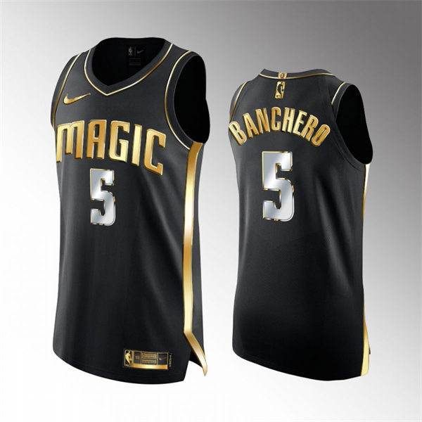 Men's Orlando Magic #5 Paolo Banchero 2021 Black Golden Edition Limited ...