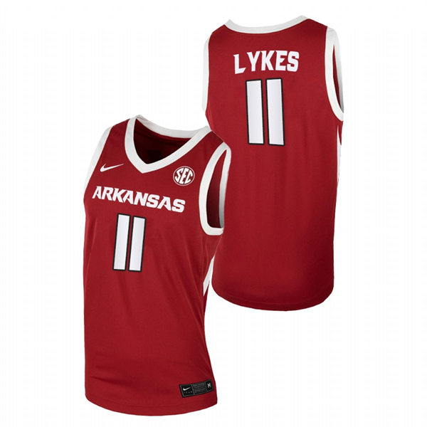 Mens Youth Arkansas Razorbacks #11 Chris Lykes Cardinal Away College Basketball Game Jersey