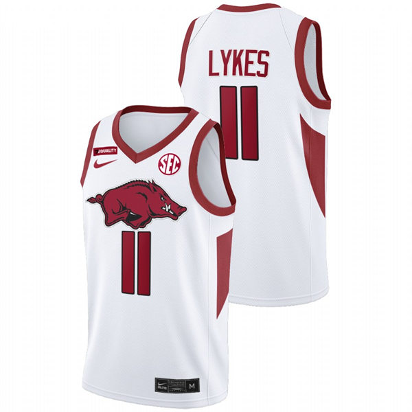 Mens Youth Arkansas Razorbacks #11 Chris Lykes White College Basketball Special Edition Jersey