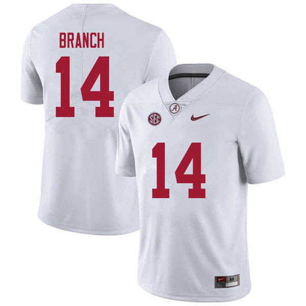 Men's Youth Alabama Crimson Tide #14 Brian Branch White College Football Game Jersey