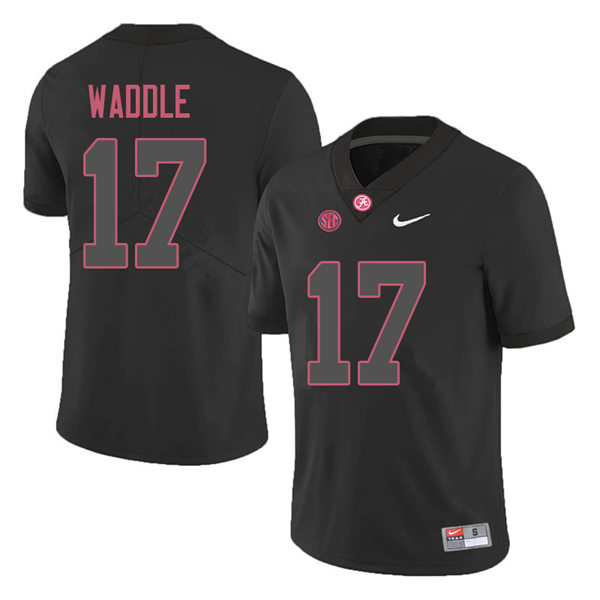 Men's Youth Alabama Crimson Tide #17 Jaylen Waddle Blackout College Football Jersey