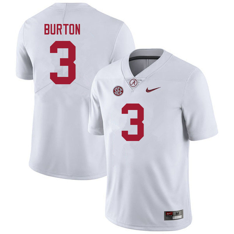 Men's Youth Alabama Crimson Tide #3 Jermaine Burton White College Football Game Jersey