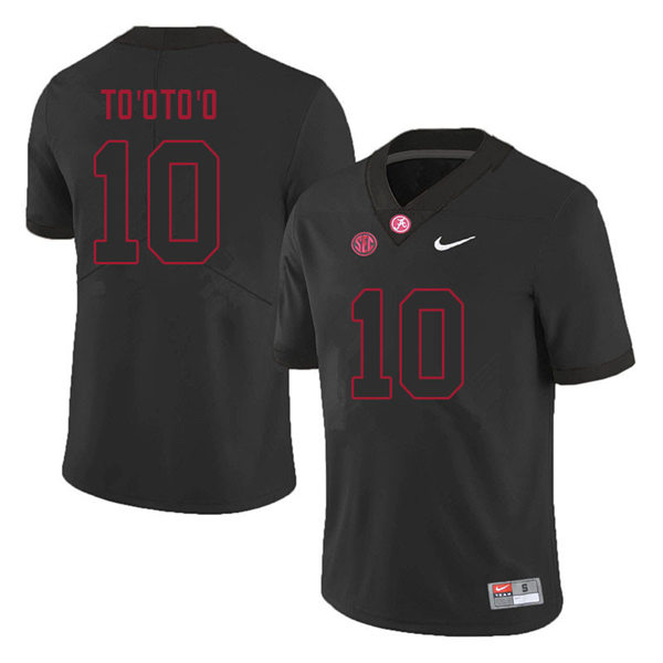 Men's Youth Alabama Crimson Tide #10 Henry To'oTo'o Blackout College Football Jersey