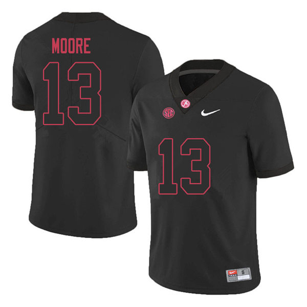 Men's Youth Alabama Crimson Tide #13 Malachi Moore Blackout College Football Jersey