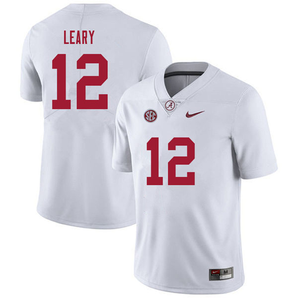 Men's Youth Alabama Crimson Tide #12 Christian Leary White College Football Game Jersey