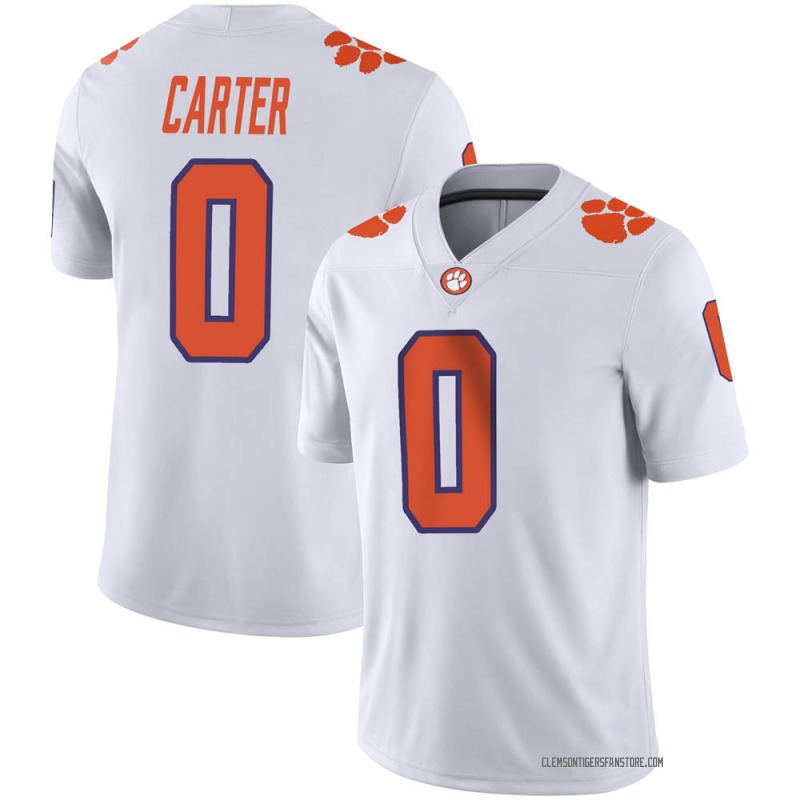 Mens Clemson Tigers #0 Barrett Carter White College Football Game Jersey