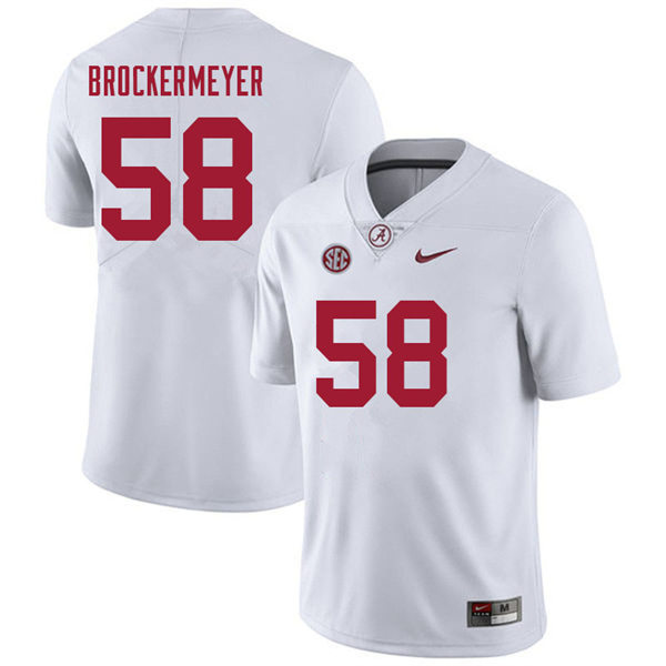 Men's Youth Alabama Crimson Tide #58 James Brockermeyer White College Football Game Jersey