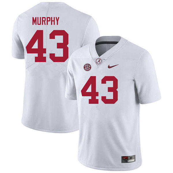 Men's Youth Alabama Crimson Tide #43 Shawn Murphy White College Football Game Jersey