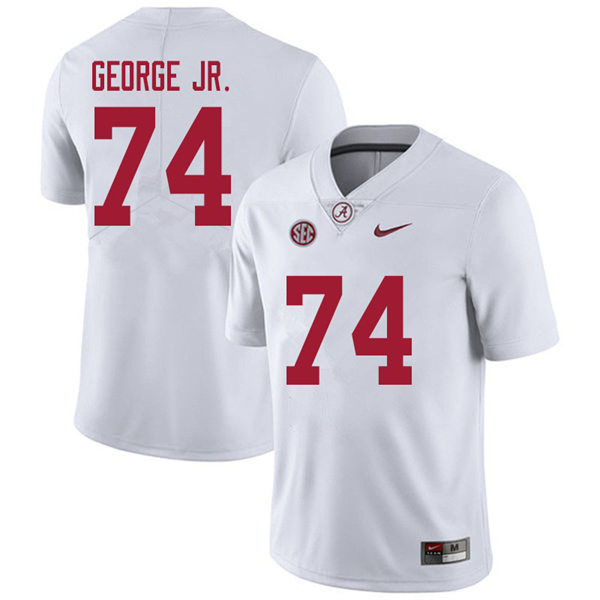 Men's Youth Alabama Crimson Tide #74 Damieon George Jr. White College Football Game Jersey