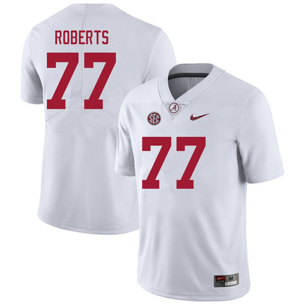 Men's Youth Alabama Crimson Tide #77 Jaeden Roberts White College Football Game Jersey