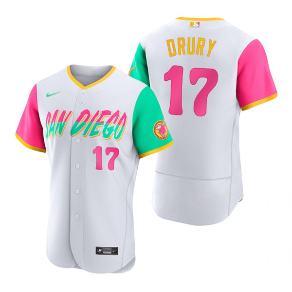 Mens San Diego Padres #17 Brandon Drury White 2022 City Connect Jersey