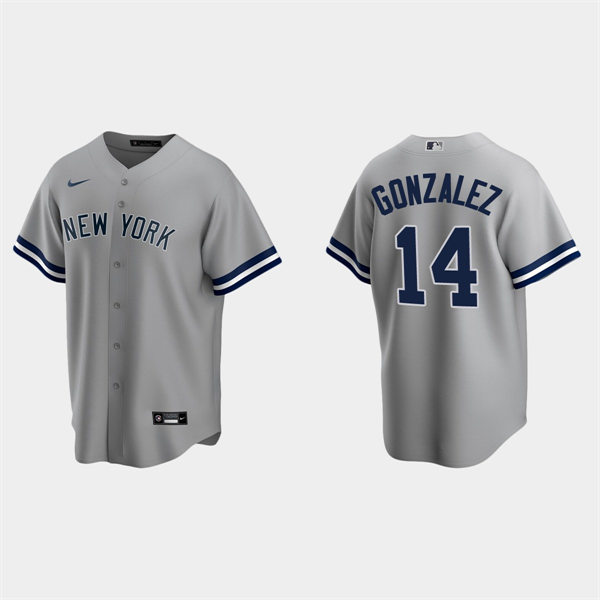 Men's New York Yankees #14 Marwin Gonzalez Grey Road with Name Cool Base Jersey