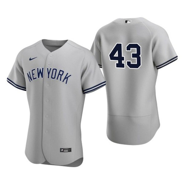 Mens New York Yankees #43 Jonathan Loaisiga Grey Road FlexBase Game Jersey