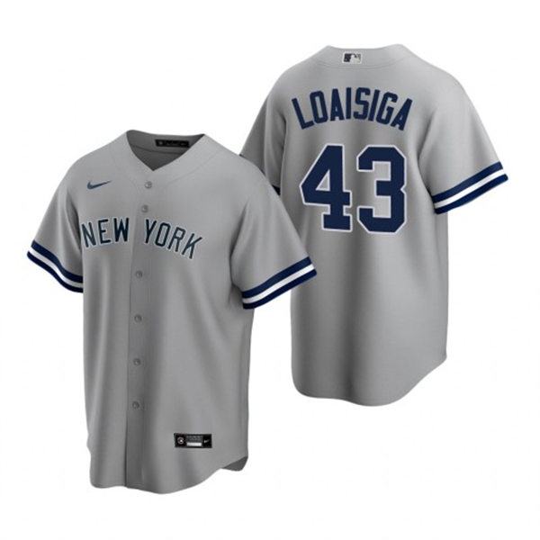 Mens New York Yankees #43 Jonathan Loaisiga Grey Road with Name Limited Jersey