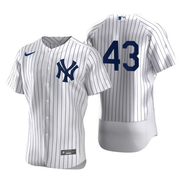 Mens New York Yankees #43 Jonathan Loaisiga White Home FlexBase Game Jersey