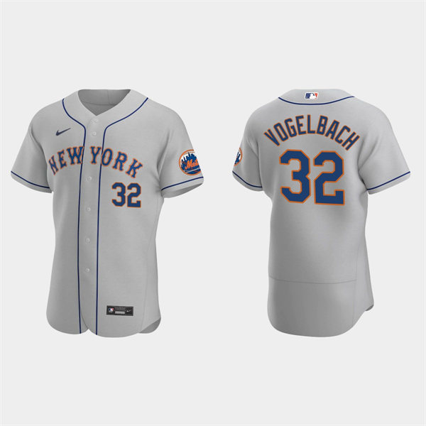 Mens New York Mets #32 Daniel Vogelbach Grey Road FlexBase Player Jersey