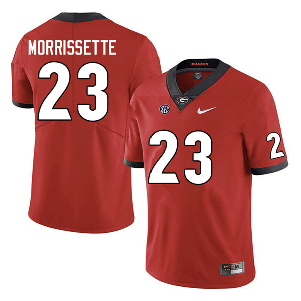 Mens Georgia Bulldogs #23 De'Nylon Morrissette Red Home College Football Game Jersey