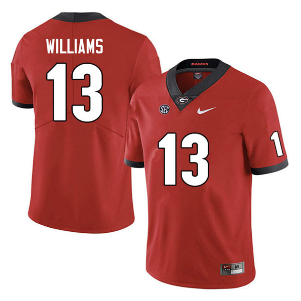 Mens Georgia Bulldogs #13 Mykel Williams Red Home College Football Game Jersey