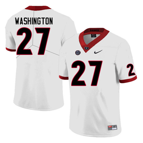 Mens Georgia Bulldogs #27 C.J. Washington College Football Game Jersey White