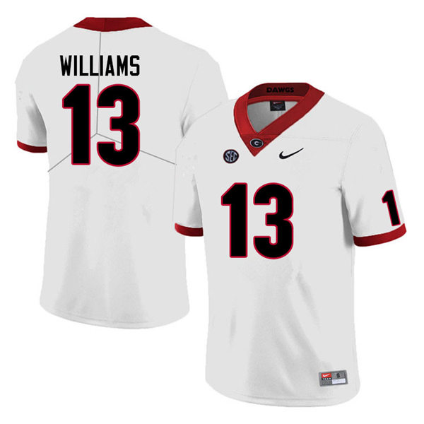 Mens Georgia Bulldogs #13 Mykel Williams College Football Game Jersey White