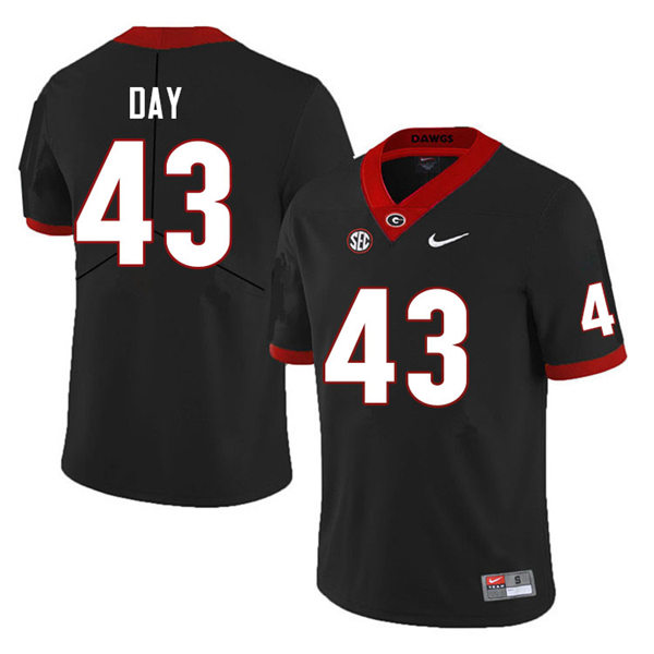 Mens Georgia Bulldogs #43 Davis Day Black College Football Game Jersey