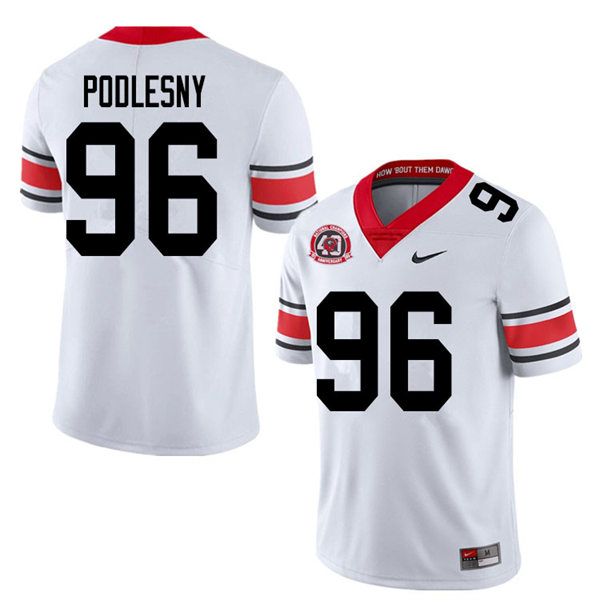 Mens Georgia Bulldogs #96 Jack Podlesny white alternate 40th anniversary football Jersey