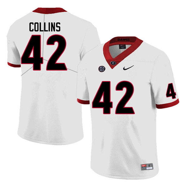 Mens Georgia Bulldogs #42 Graham Collins College Football Game Jersey White
