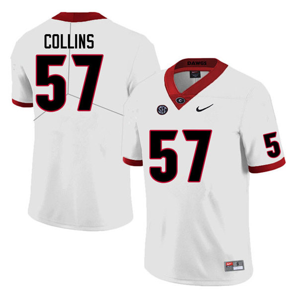 Mens Georgia Bulldogs #57 Luke Collins College Football Game Jersey White